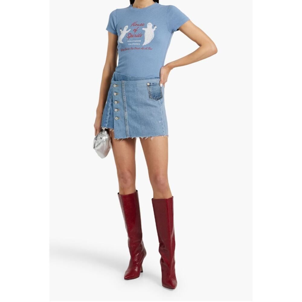 RE/DONE WITH LEVI'S Paneled Denim Mini Wrap Skirt - Size 26 - NWT